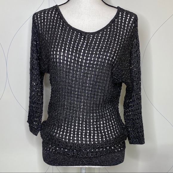Express Sweaters - Express open weave dolman sleeve sparkle sweater S